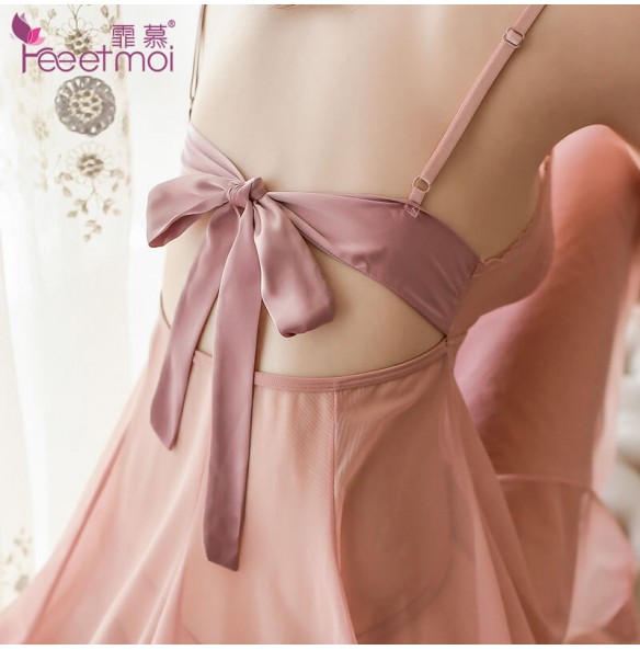 FEE ET MOI Sexy Lace Dress Seethrough Body Sleepwear (Pale Mauve) FEE ET MOI Sexy Lace Dress Seethrough Body Sleepwear (Pale Mauve)